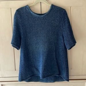 Blue Willi’s Vintage Indigo Cotton Short Sleeve Sweater Size XL